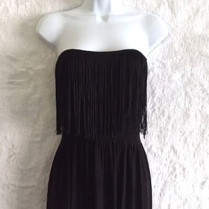 Black Fringe Maxi Dress | Medium